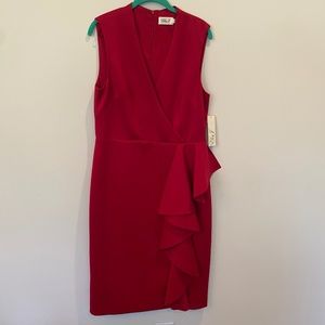 Eliza J Ruffle Sleeveless Bodycon Dress Red NWT